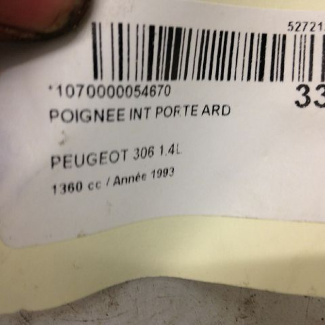 Poignee int porte ard occasion PEUGEOT 306 Phase 1 09-1994->03-1997 1.4i 75ch 914449 4