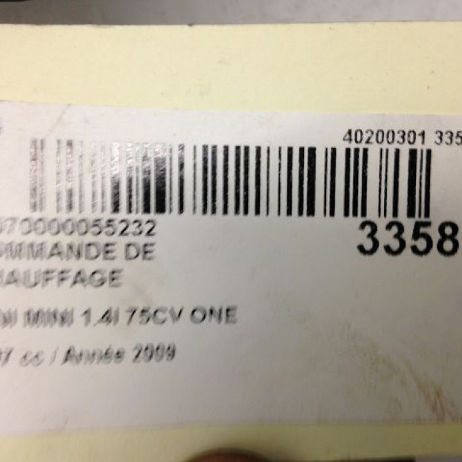 Commande de chauffage occasion MINI MINI II Phase 1 09-2006->12-2010 1.4i 75ch 64113455301 3
