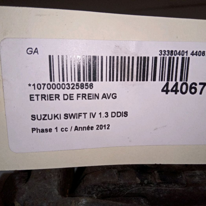 Etrier de frein avant gauche occasion SUZUKI SWIFT IV Phase 1 09-2010->... 1.3 DDIS 75ch 5510268L50999 3
