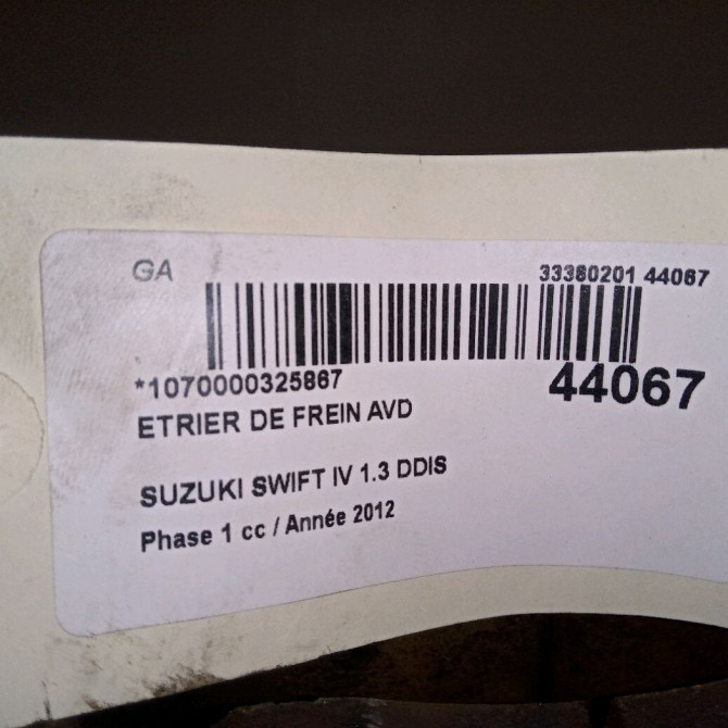 Etrier de frein avant droit occasion SUZUKI SWIFT IV Phase 1 09-2010->... 1.3 DDIS 75ch 5510168L50999 3