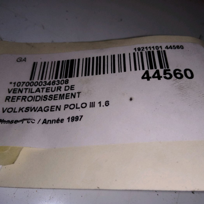 Ventilateur de refroidissement occasion VOLKSWAGEN POLO III Phase 1 10-1994->11-1999 1.6 6X0959455C 3