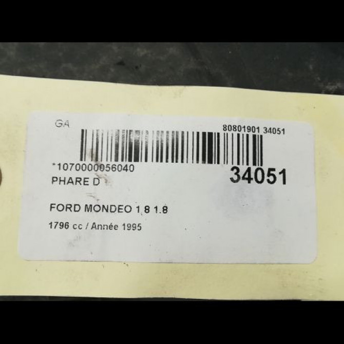 Phare droit occasion FORD MONDEO I Phase 1 01-1993->09-1996 1.8i 4