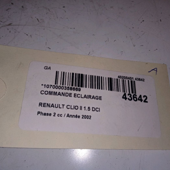 Commande eclairage occasion RENAULT CLIO II Phase 2 06-2001->07-2006 1.5 DCI 80ch 7701066570 3