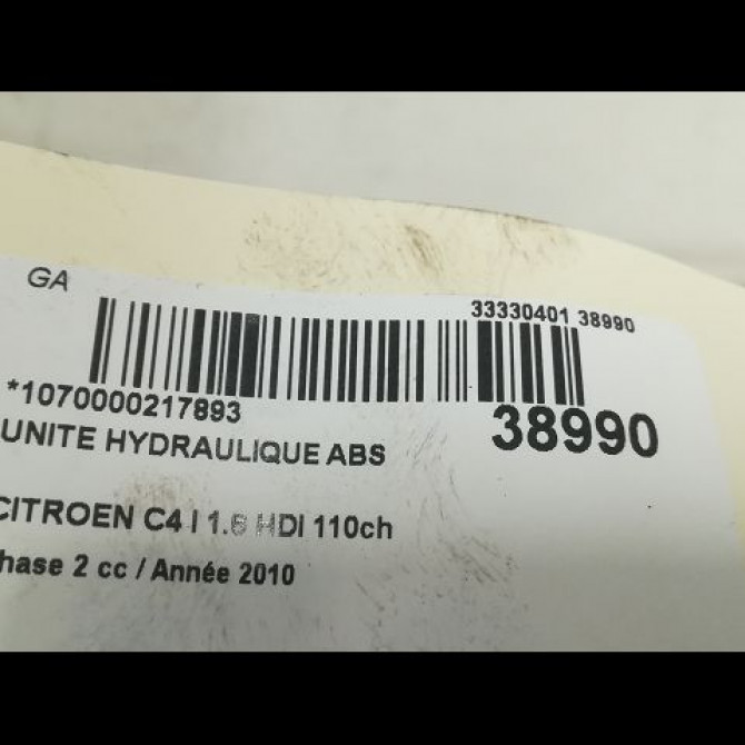 Unité hydraulique ABS occasion CITROEN C4 I Phase 2 07-2008->10-2010 1.6 HDI 110ch 4541FW 3