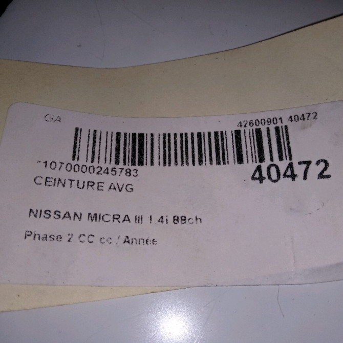 Ceinture avant gauche occasion NISSAN MICRA III Phase 1 04-1995->04-1999 1.4i 88ch 86884BC100 3