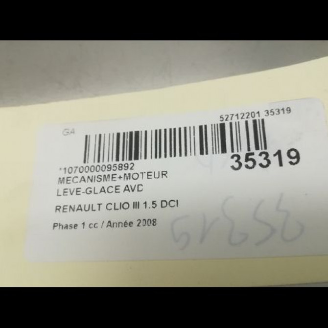 Mecanisme + moteur lève-glace avant droit occasion RENAULT CLIO III Phase 1 09-2005->03-2009 1.5 DCI 105ch 8200291147 5