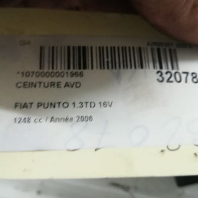 Ceinture avant droite occasion FIAT GRANDE PUNTO III Phase 1 09-2005->12-2013 1.3 DT MULTIJET 16v 90ch 735411126 4