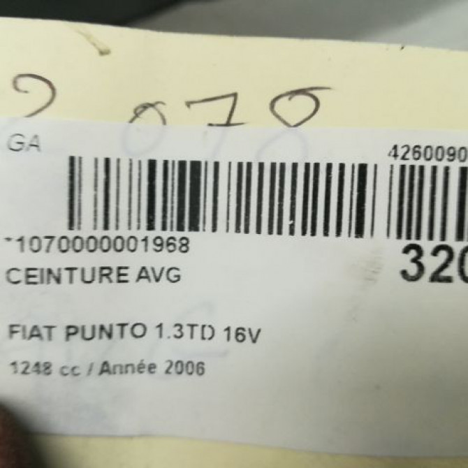 Ceinture avant gauche occasion FIAT GRANDE PUNTO III Phase 1 09-2005->12-2013 1.3 DT MULTIJET 16v 90ch 735411128 4