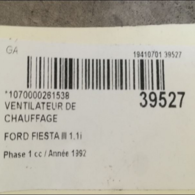 Ventilateur de chauffage occasion FORD FIESTA III Phase 1 03-1989->01-1994 1.8 D 3