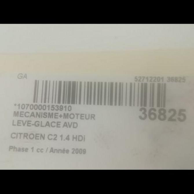 Mecanisme + moteur lève-glace avant droit occasion CITROEN C2 Phase 1 09-2003->10-2008 1.4 HDi 9222X1 3
