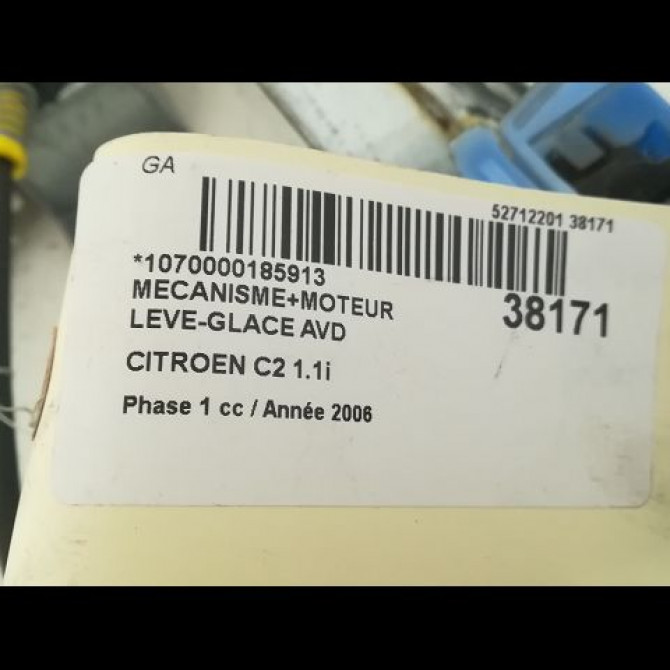 Mecanisme + moteur lève-glace avant droit occasion CITROEN C2 Phase 1 09-2003->10-2008 1.1i 9222X1 3
