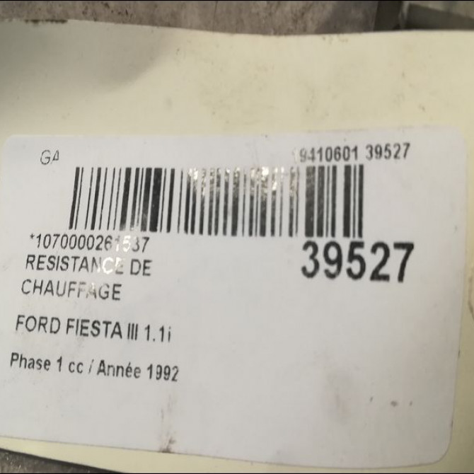 Resistance de chauffage occasion FORD FIESTA III Phase 1 03-1989->01-1994 1.8 D 3