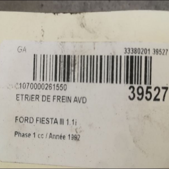 Etrier de frein avant droit occasion FORD FIESTA III Phase 1 03-1989->01-1994 1.8 D 3