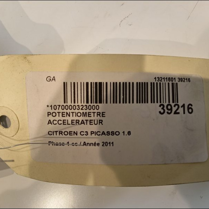Potentiometre accelerateur occasion CITROEN C3 PICASSO Phase 1 02-2009->08-2012 1.6 HDi 16v 90ch 3