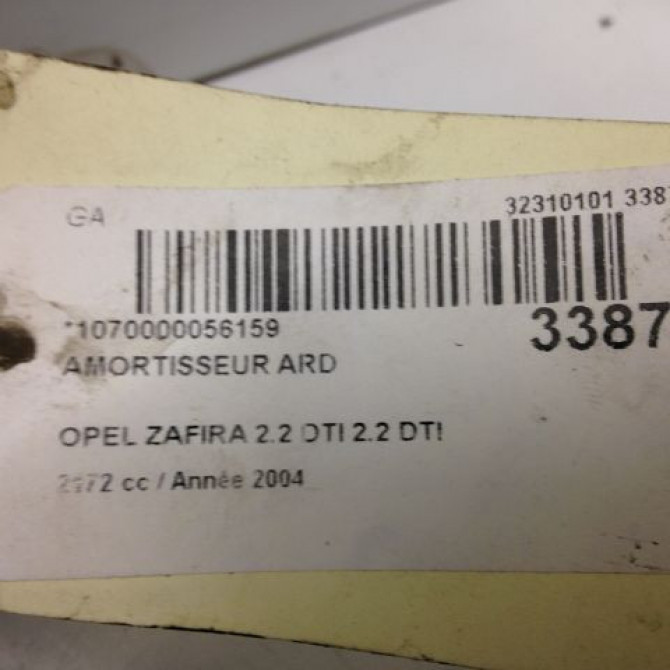 Amortisseur arrière droit occasion OPEL ZAFIRA I Phase 1 03-1999->07-2005 2.2 DTI 16v 125ch 93172195 3