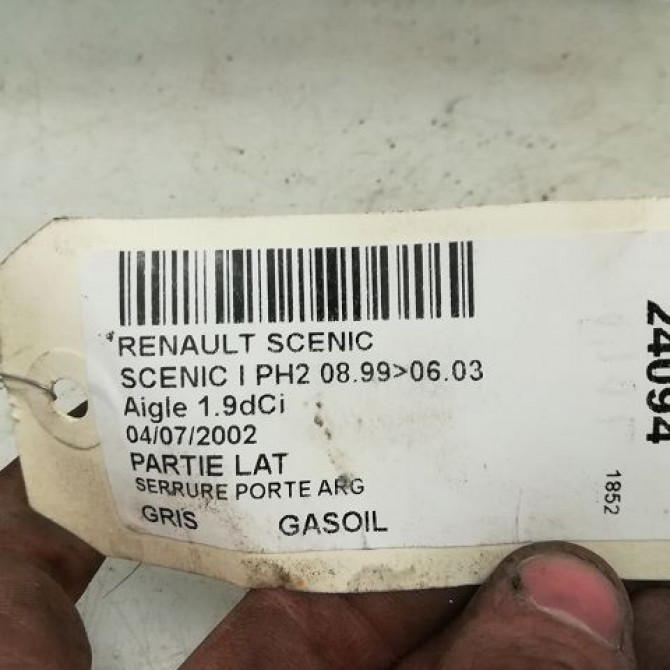 Serrure porte arg occasion RENAULT SCENIC I Phase 1 09-1996->08-1999 7700434602 5