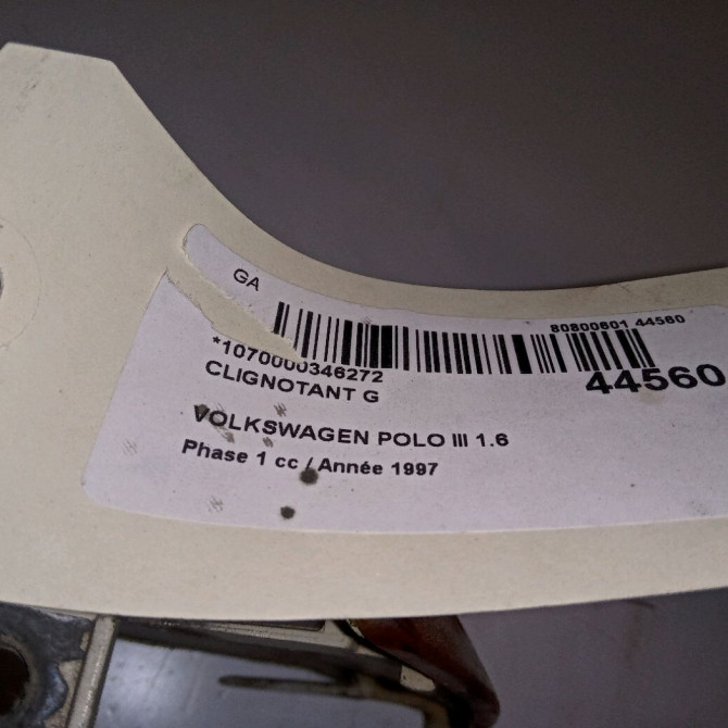 Clignotant gauche occasion VOLKSWAGEN POLO III Phase 1 10-1994->11-1999 1.6 6N0953041C 3