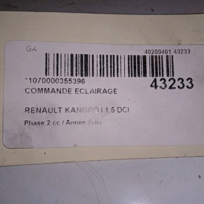 Commande eclairage occasion RENAULT KANGOO I Phase 2 03-2003->06-2010 1.5 DCI 65ch 7701053057 3