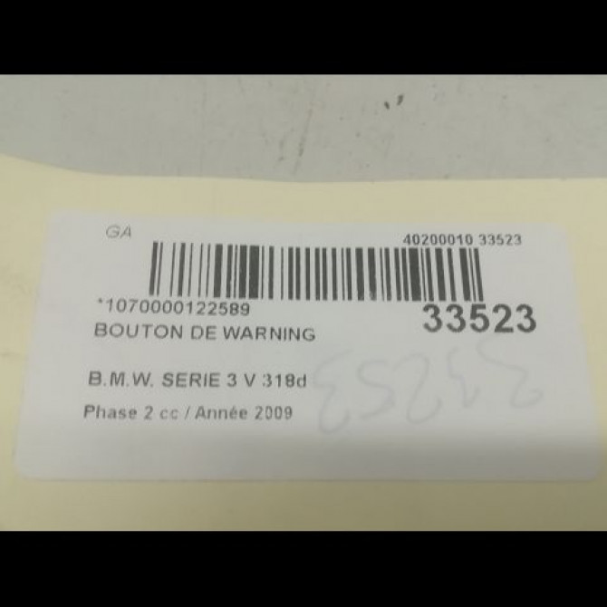 Bouton de warning occasion B.M.W. SERIE 3 V Phase 2 09-2008->12-2011 318d 3