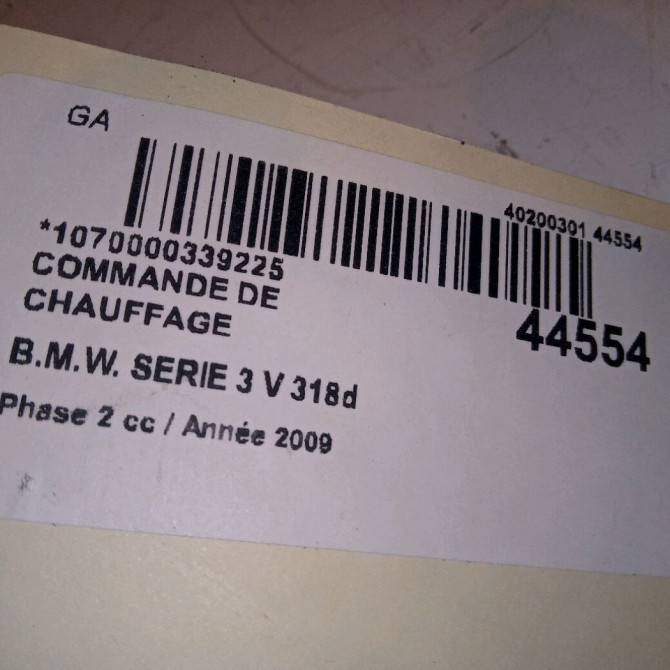 Commande de chauffage occasion B.M.W. SERIE 3 V Phase 2 09-2008->12-2011 318d 64119292263 4