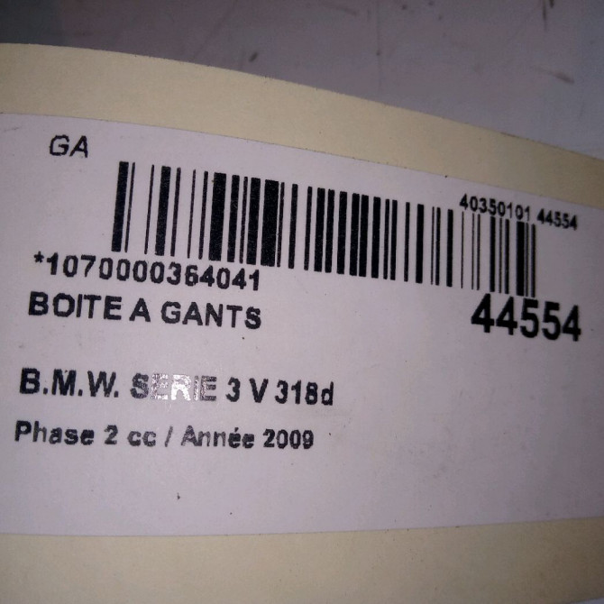 Boite à gants occasion B.M.W. SERIE 3 V Phase 2 09-2008->12-2011 318d 51169110541 5