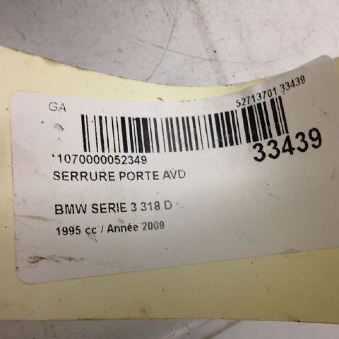 Serrure porte avd occasion B.M.W. SERIE 3 III Phase 1 01-1991->04-1998 318 TDS 51217229458 4