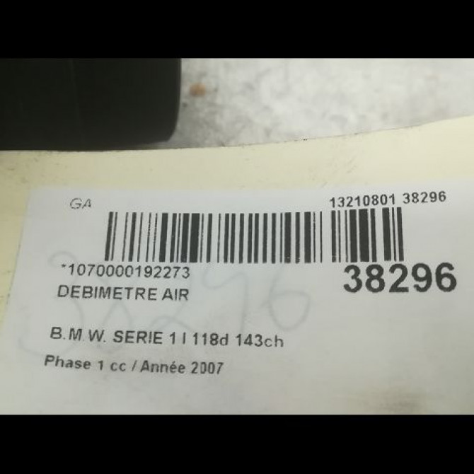 Debimetre air occasion B.M.W. SERIE 1 I Phase 1 01-2007->07-2011 118d 143ch 13628509724 3