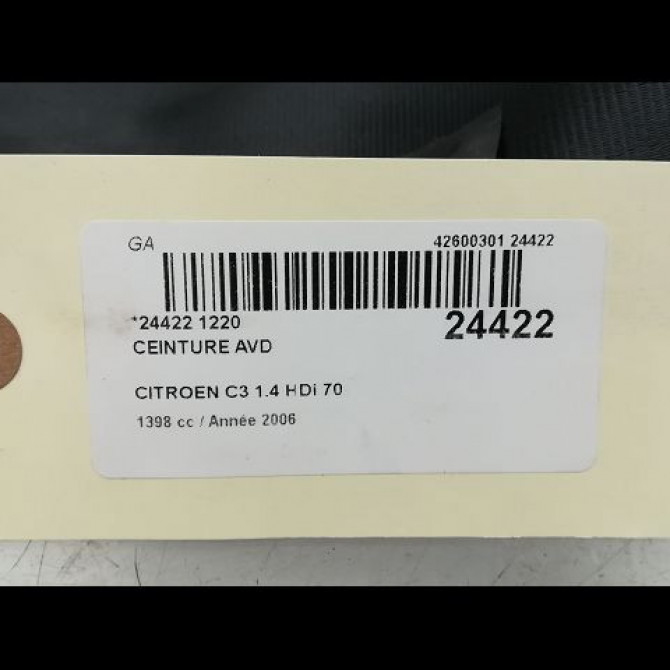 Ceinture avant droite occasion CITROEN C3 I Phase 1 04-2002->10-2005 1.4 HDi 00008974QS 4