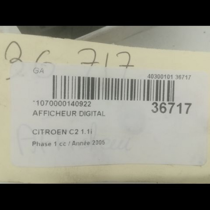 Afficheur digital occasion CITROEN C2 Phase 1 09-2003->10-2008 1.1i 3