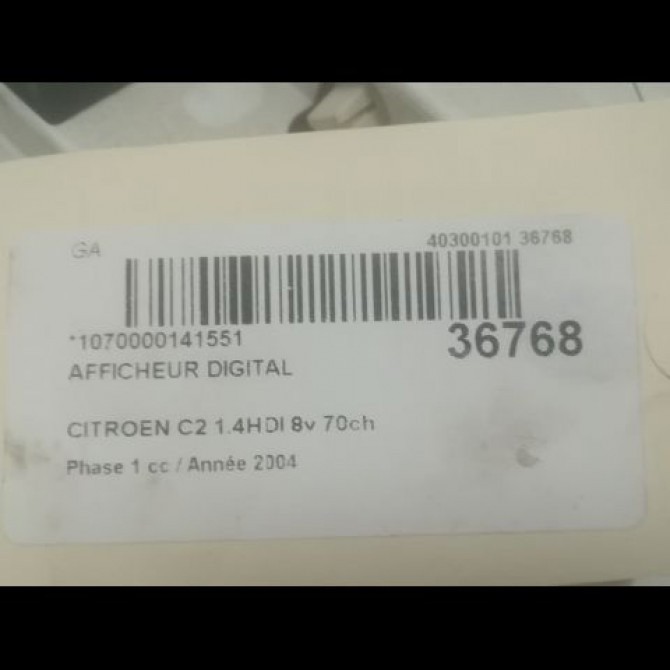 Afficheur digital occasion CITROEN C2 Phase 1 09-2003->10-2008 1.4HDI 8v 70ch 3