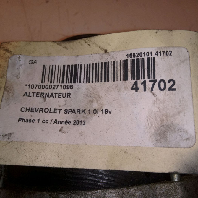 Alternateur occasion CHEVROLET SPARK Phase 1 01-2010->09-2012 1.0i 16v 68ch 5