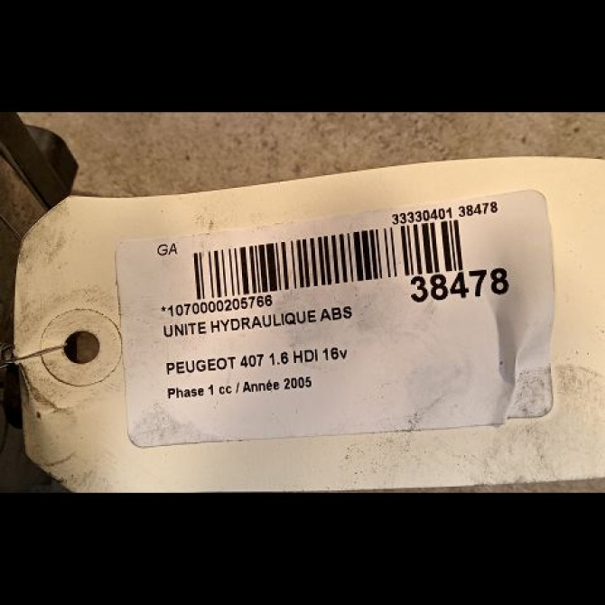 Unité hydraulique ABS occasion PEUGEOT 407 Phase 1 04-2004->07-2008 1.6 HDI 16v 4541X4 3
