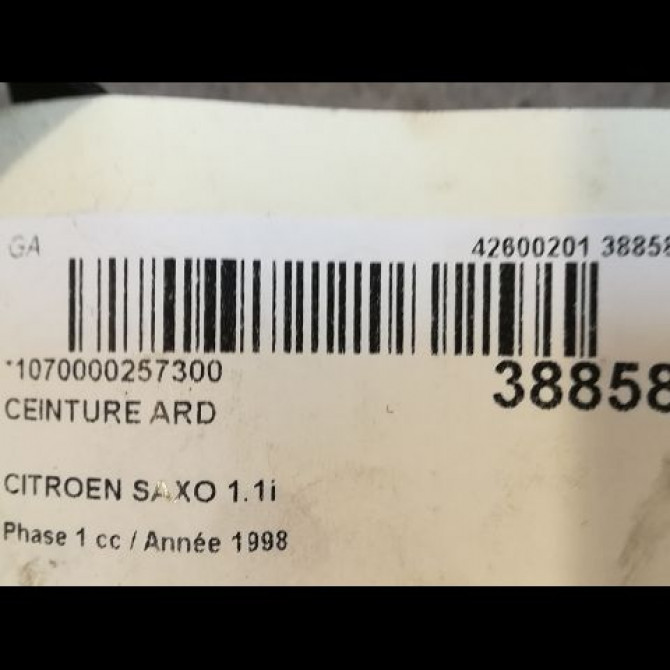 Ceinture arrière droite occasion CITROEN SAXO Phase 1 03-1996->09-1999 1.1i 8972ER 4
