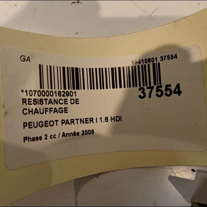 Resistance de chauffage occasion PEUGEOT PARTNER I Phase 2 11-2002->05-2008 1.6 HDI 16v 90ch 6450NV 4