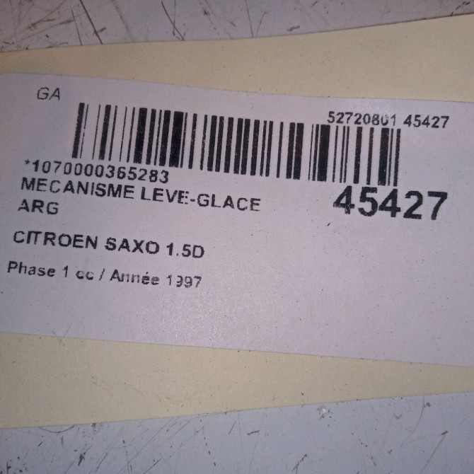 Mecanisme leve-glace arrière gauche occasion CITROEN SAXO Phase 1 03-1996->09-1999 1.5D 922360 4