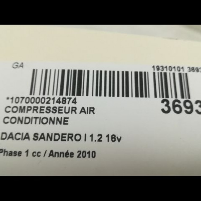 Compresseur air conditionne occasion DACIA SANDERO I Phase 1 06-2008->10-2012 1.2 16v 75ch 8200840899 4
