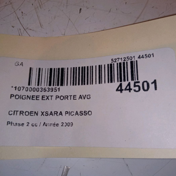 Poignee ext porte avg occasion CITROEN XSARA PICASSO Phase 2 02-2004->12-2010 1.6 HDI 110ch 9101R8 4