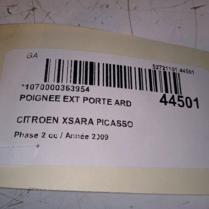 Poignee ext porte ard occasion CITROEN XSARA PICASSO Phase 2 02-2004->12-2010 1.6 HDI 110ch 9101R9 4