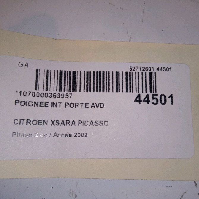 Poignee int porte avd occasion CITROEN XSARA PICASSO Phase 2 02-2004->12-2010 1.6 HDI 110ch 9143R4 4