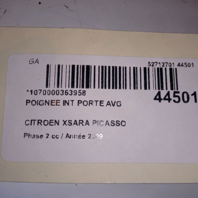 Poignee int porte avg occasion CITROEN XSARA PICASSO Phase 2 02-2004->12-2010 1.6 HDI 110ch 9143R3 4