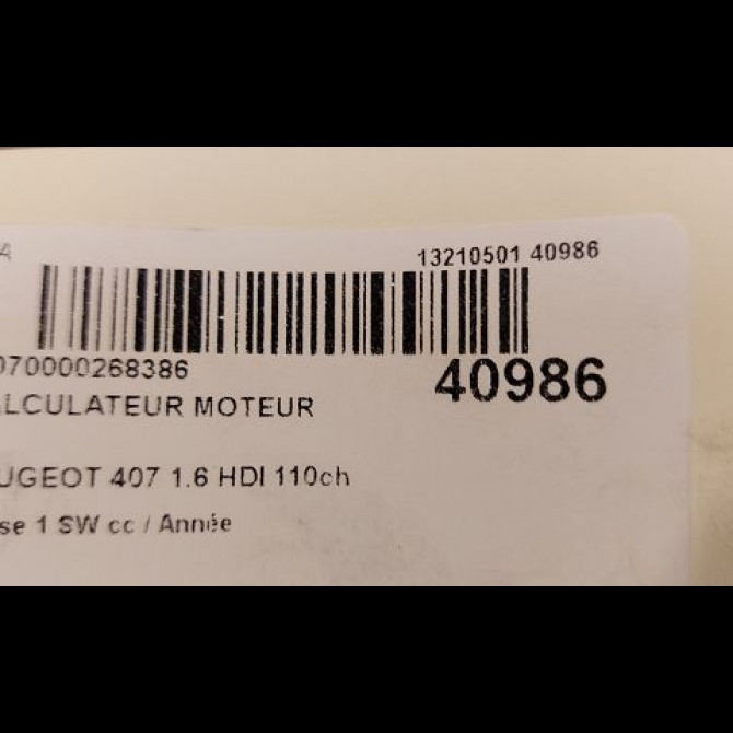 Calculateur moteur occasion PEUGEOT 407 phase 1 SW 07-2004->07-2008 1.6 HDI 110ch 1939AL 7