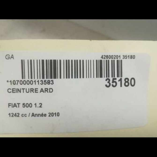 Ceinture arrière droite occasion FIAT 500 II phase 2 04-2014->... 1.2i 69ch 735451738 4