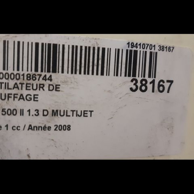 Ventilateur de chauffage occasion FIAT 500 II 500 II Phase 1 2007-07-01->2016-03-31 1.3 D MULTIJET 16v 75ch 3