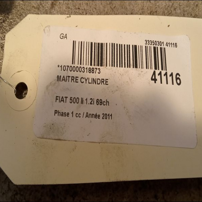 Maitre cylindre occasion FIAT 500 II 500 II Phase 1 2007-07-01->2016-03-31 1.2i 69ch 77364659 3