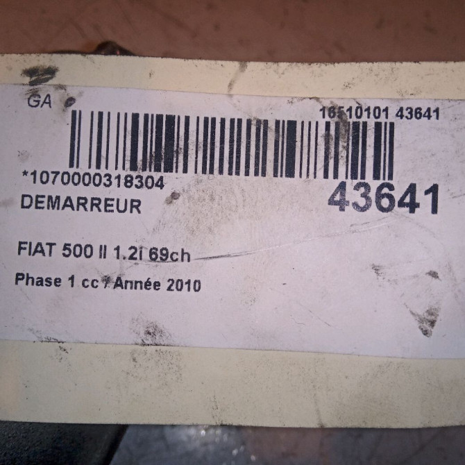 Démarreur occasion FIAT 500 II 500 II Phase 1 2007-07-01->2016-03-31 1.2i 69ch 71793777 5