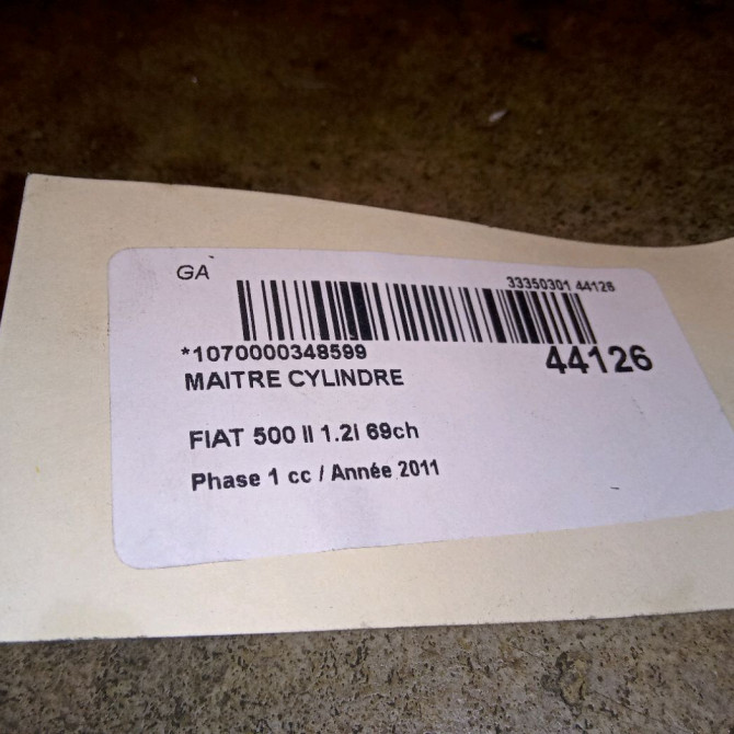 Maitre cylindre occasion FIAT 500 II 500 II Phase 1 2007-07-01->2016-03-31 1.2i 69ch 77364659 3