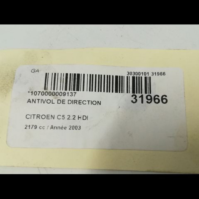 Antivol de direction occasion CITROEN C5 I Phase 1 03-2001->09-2004 2.2 HDi 4162CE 5