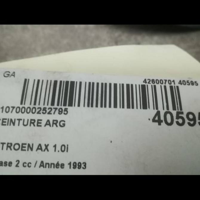 Ceinture arrière gauche occasion CITROEN AX Phase 2 07-1991->06-1998 1.0i 4