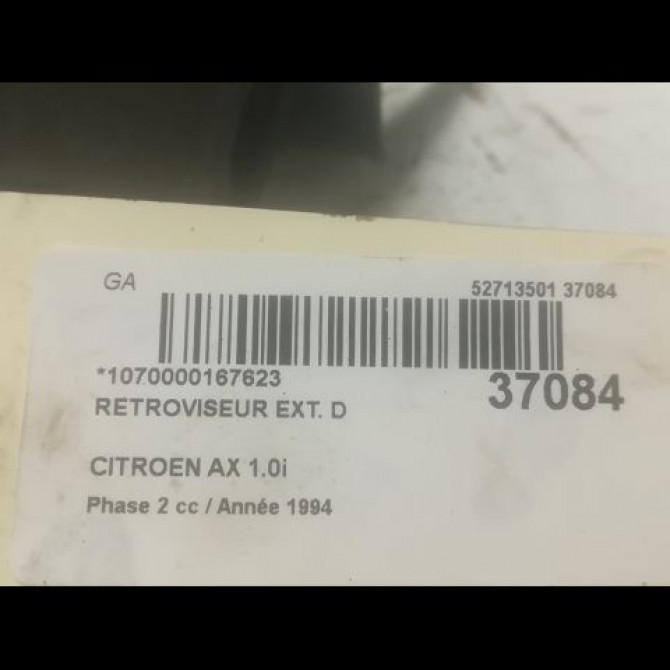 Retroviseur exterieur manuel droit occasion CITROEN AX Phase 2 07-1991->06-1998 1.0i 95619663 3