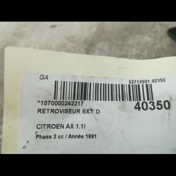Retroviseur exterieur manuel droit occasion CITROEN AX Phase 2 07-1991->06-1998 1.1i 95619663 3